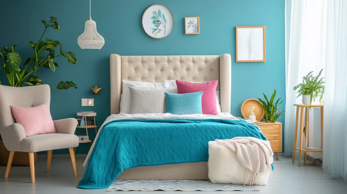 trendy turquoise calming paint colour for bedroom