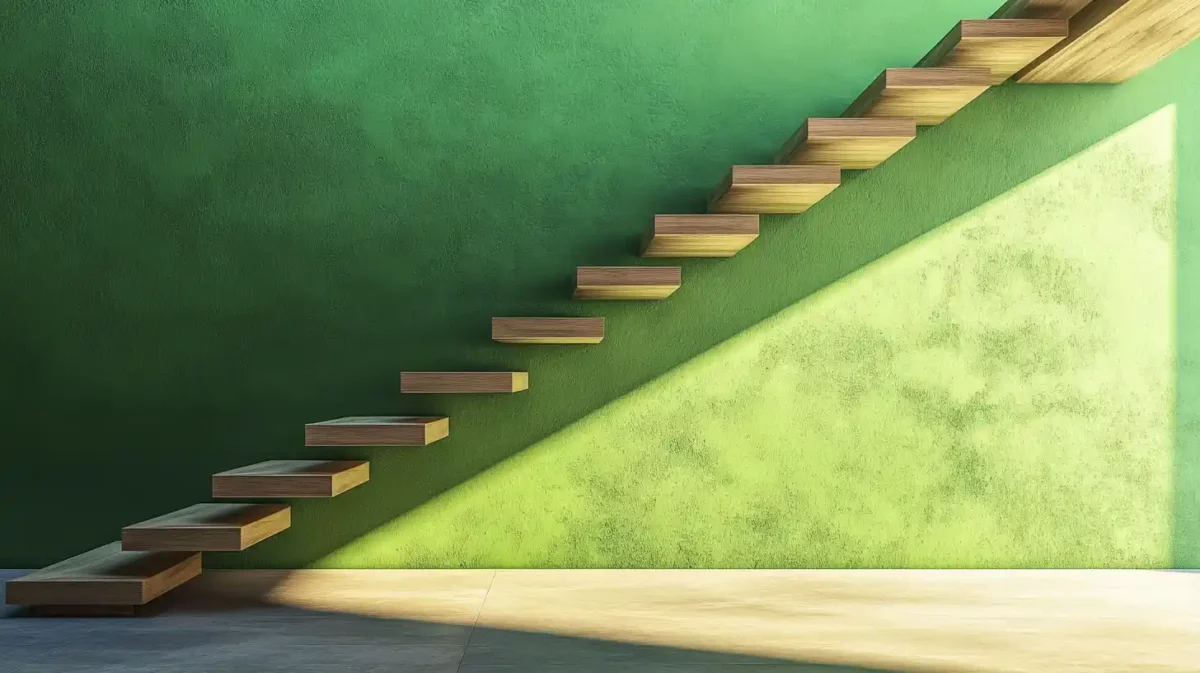 a hint of green adds freshness to a trendy staircase wall color combination