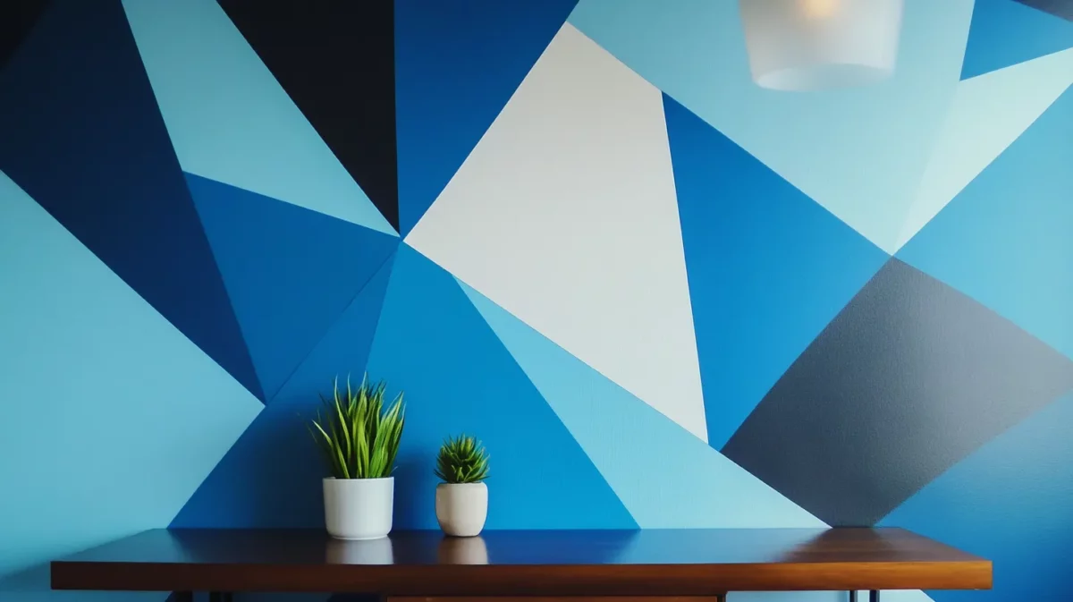 accent geometric shapes wall paint design idea with tape