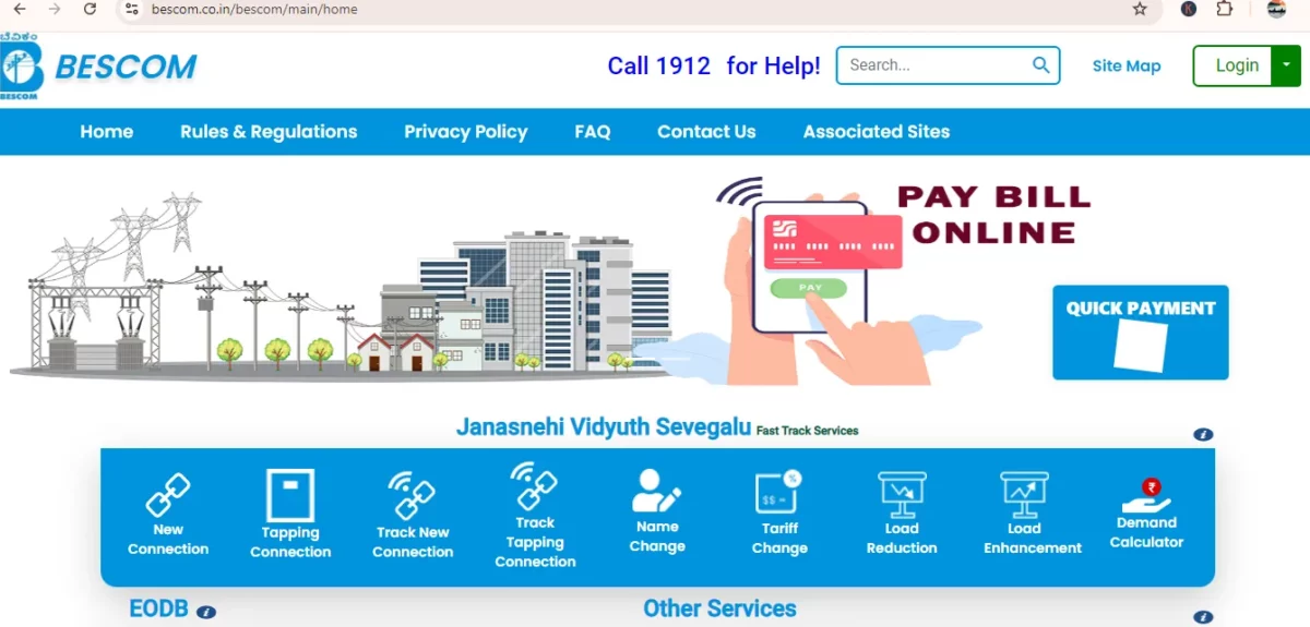 bescom website bescom online bill payment