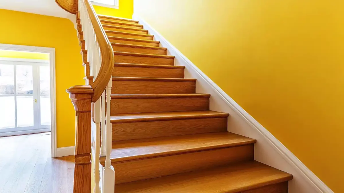 bright color leading the way for a vibrant trendy staircase wall colour