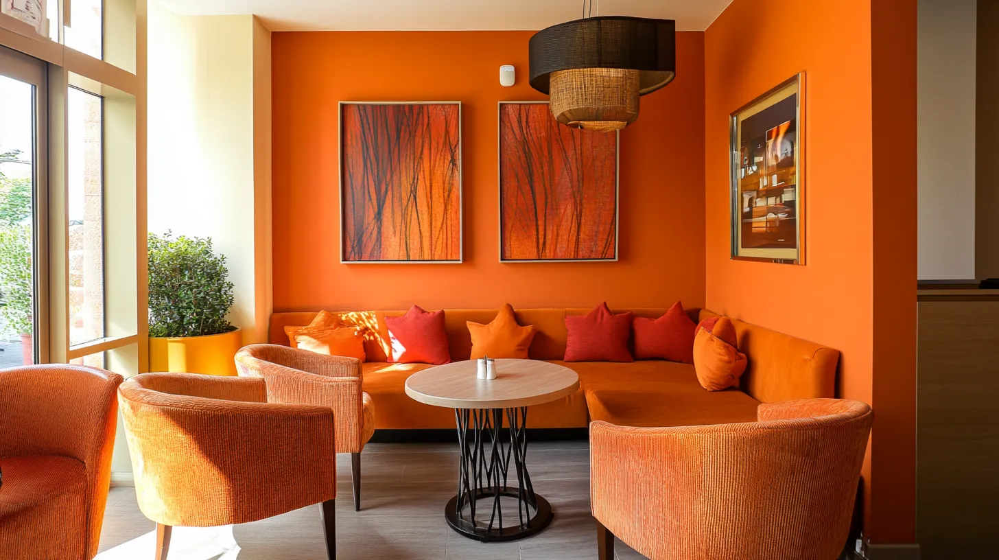 burnt orange and peach colour paint combination