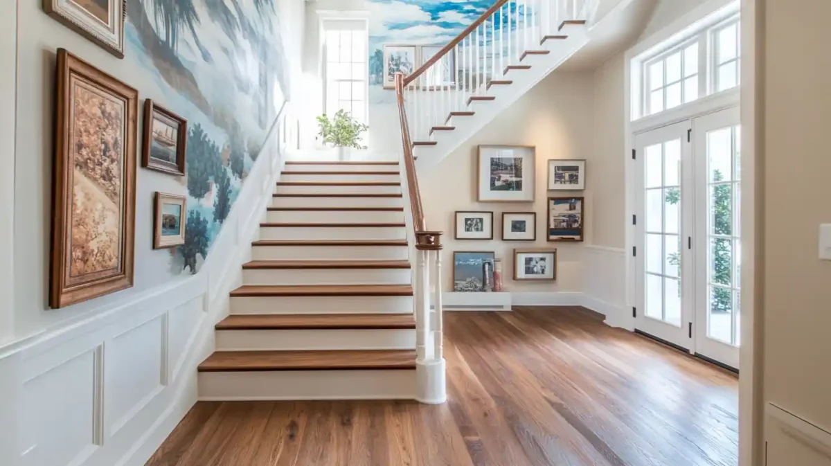 center of attention with a trendy bold staircase wall color