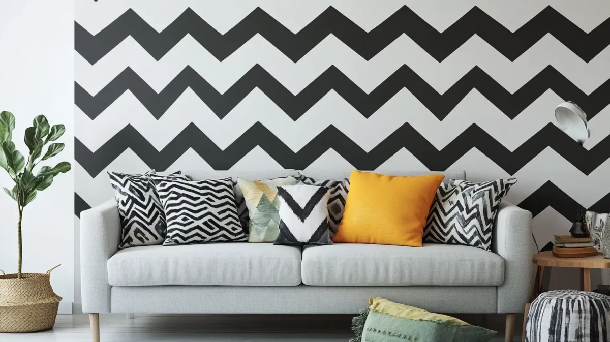 chevron chic wall paint design idea with tape