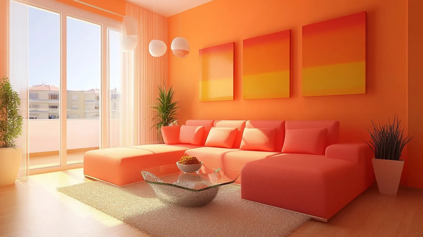 coral and peach colour paint combination