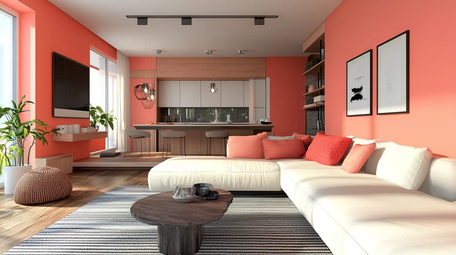 coral peach colour paint combination