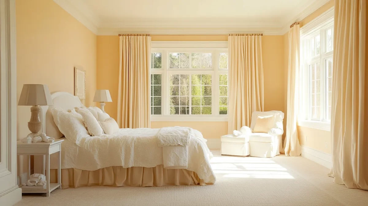 cream or off white with peach colour paint combination