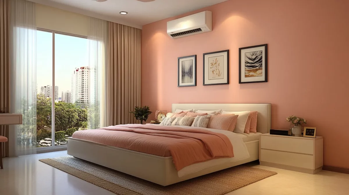 peach colour combination for bedroom