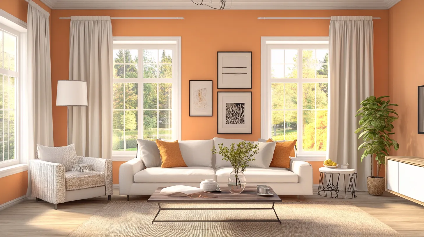 peach colour combination for living room