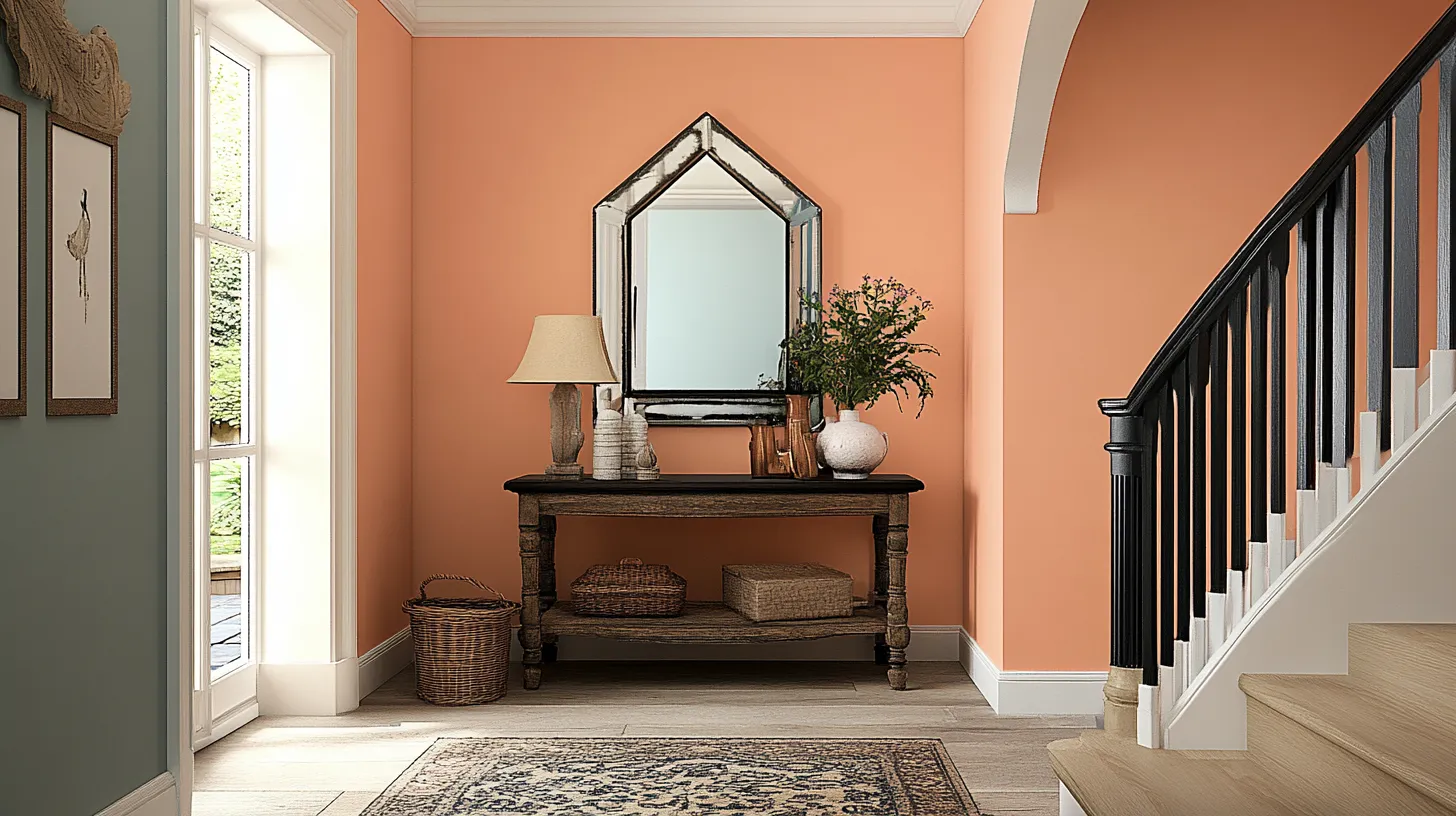 peach colour combination for living room