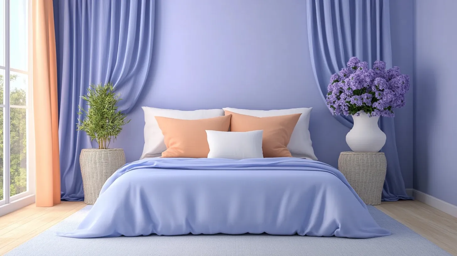 periwinkle and peach colour paint combination