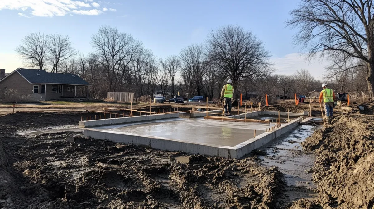 pouring of concrete