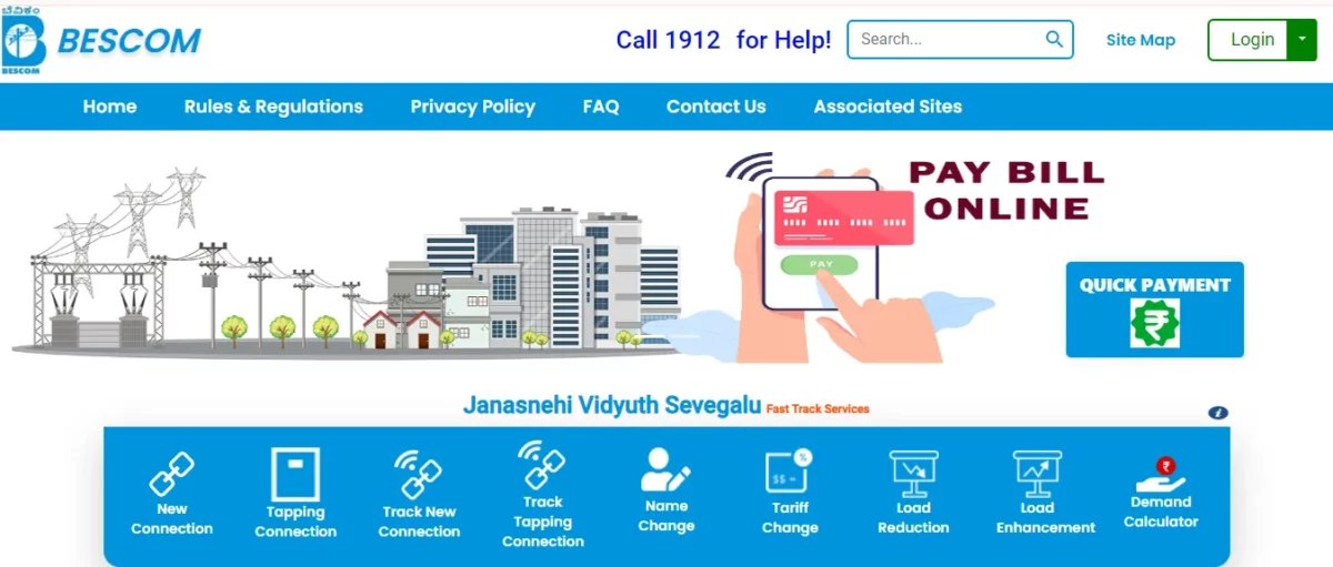 visit bescom website bescom online bill payment