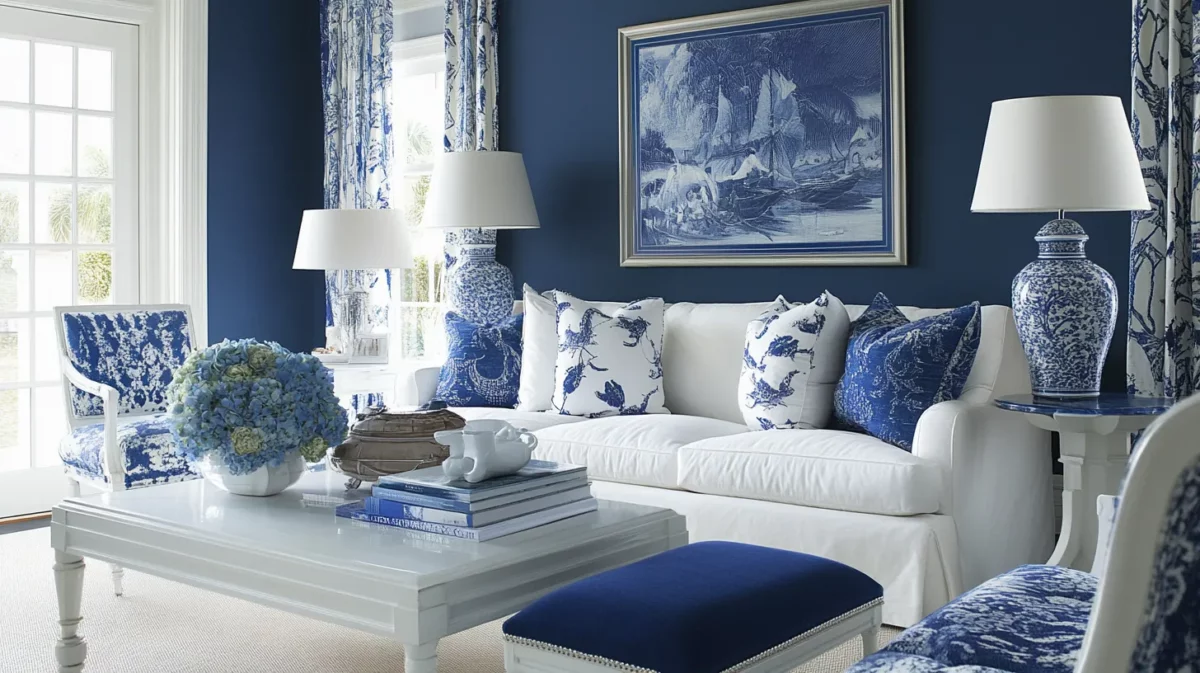 blue and white combination wall colour paint