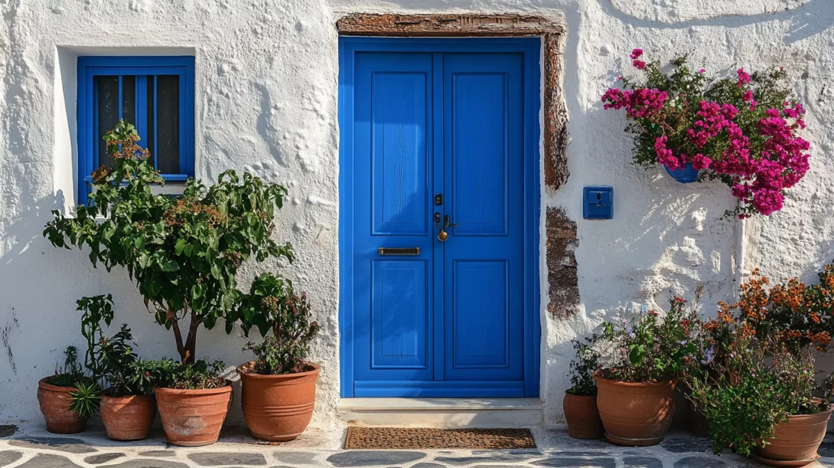 blue door painting idea