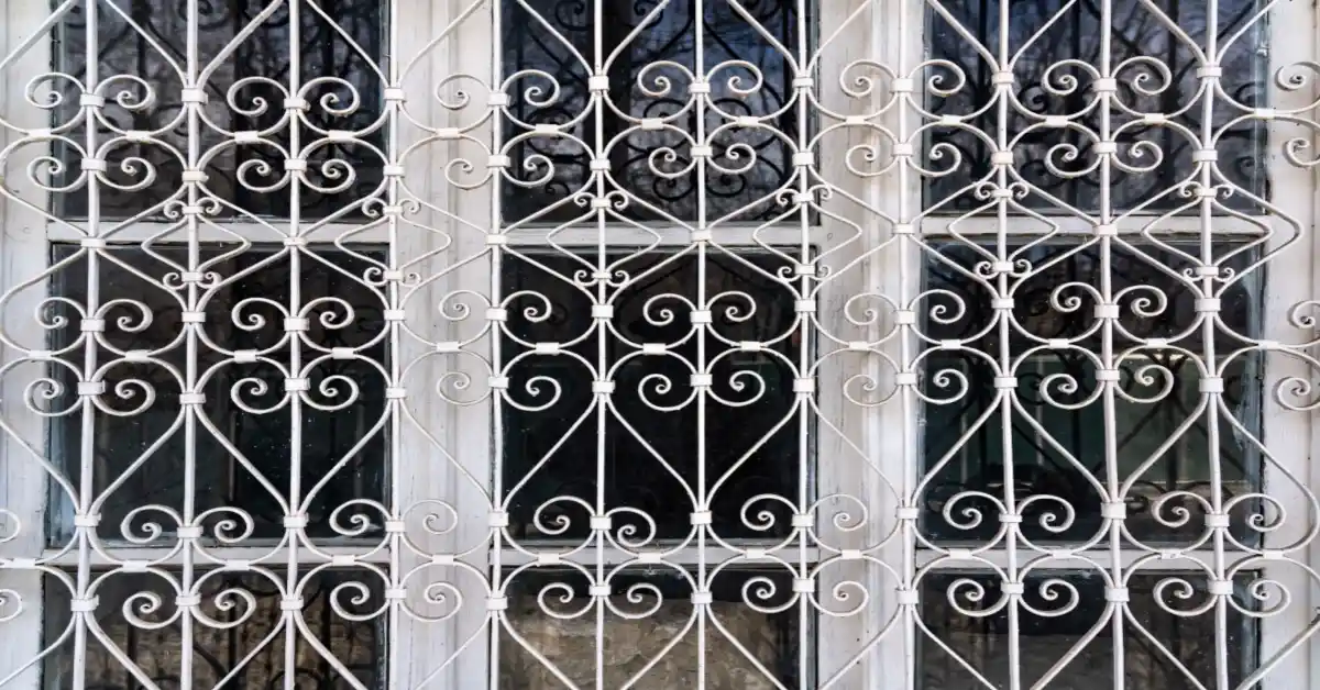 caged steel window grill design