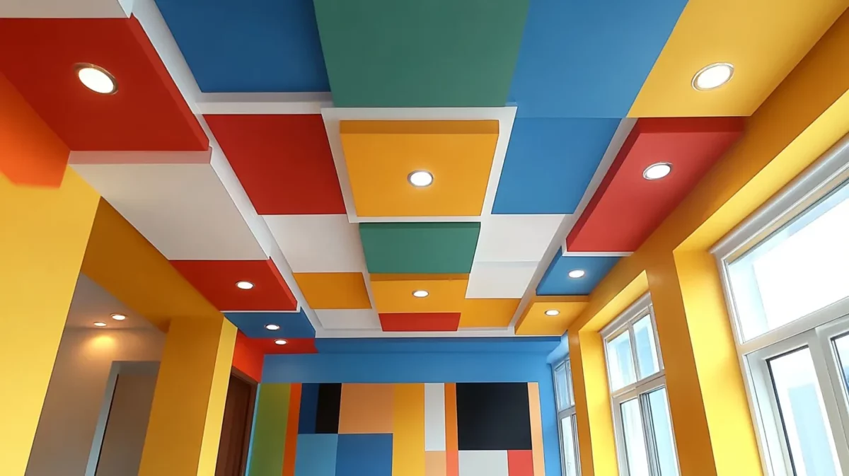 colour blocking false ceiling colour combination