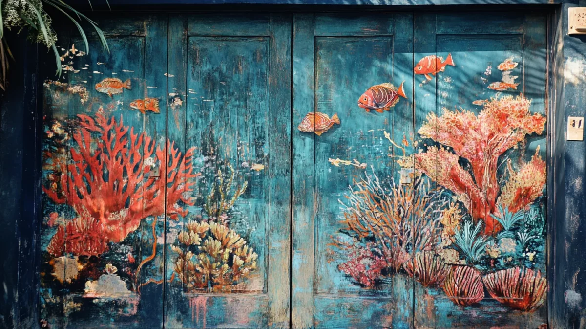 corny coral door painting idea