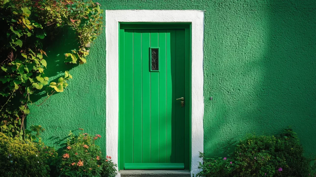 gentle green door painting idea