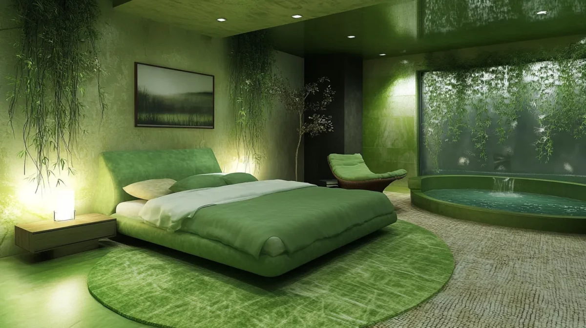 green romantic bedroom wall colour for couple