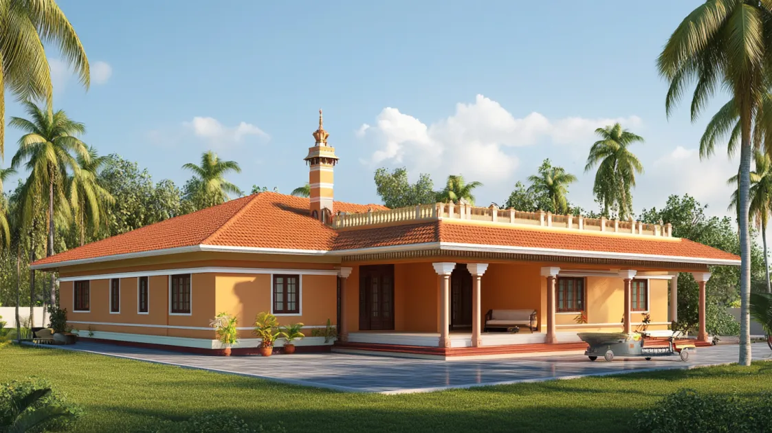 house designs in the classic kerala style with three bedrooms