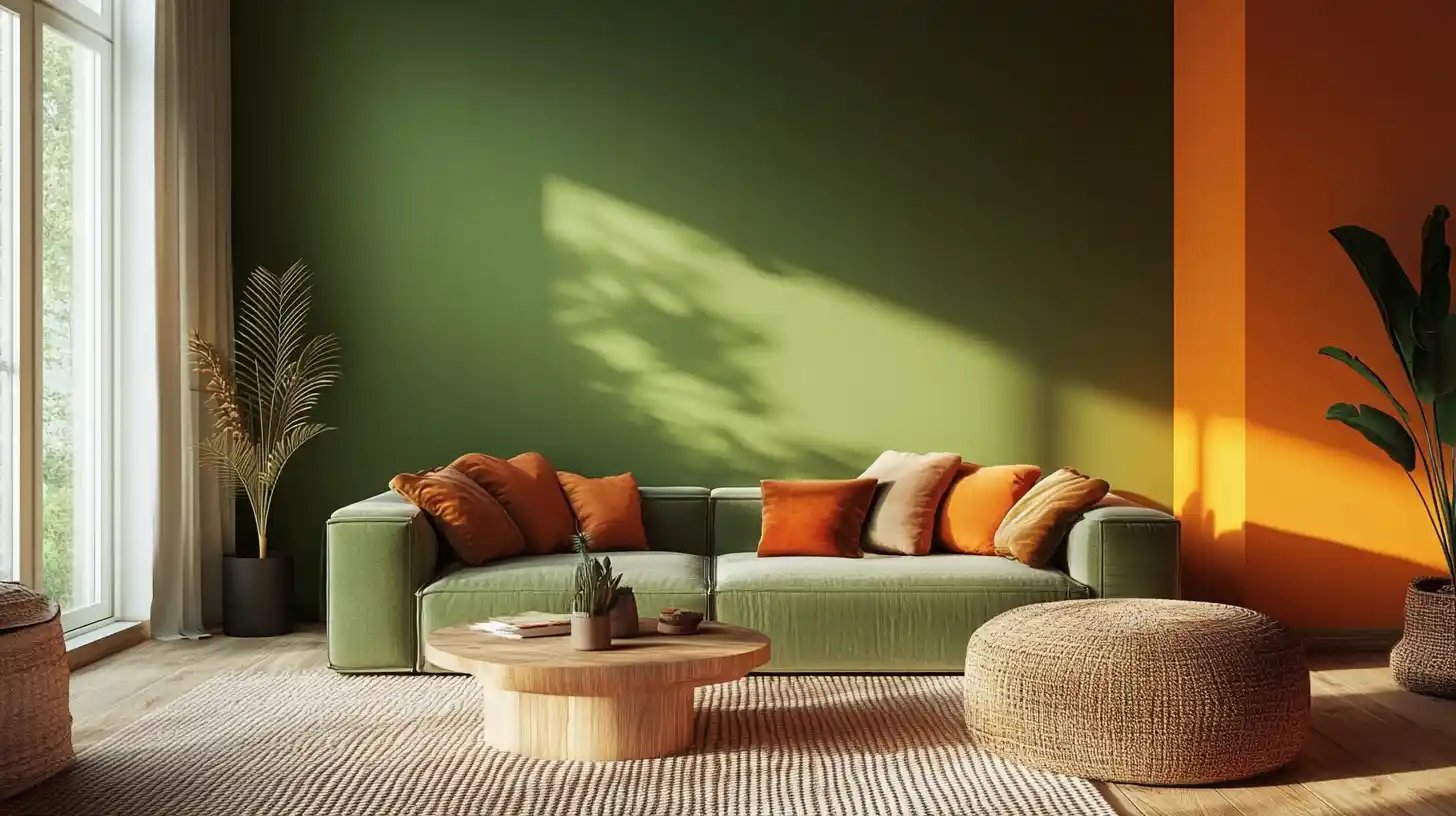 orange and green colour combination walls