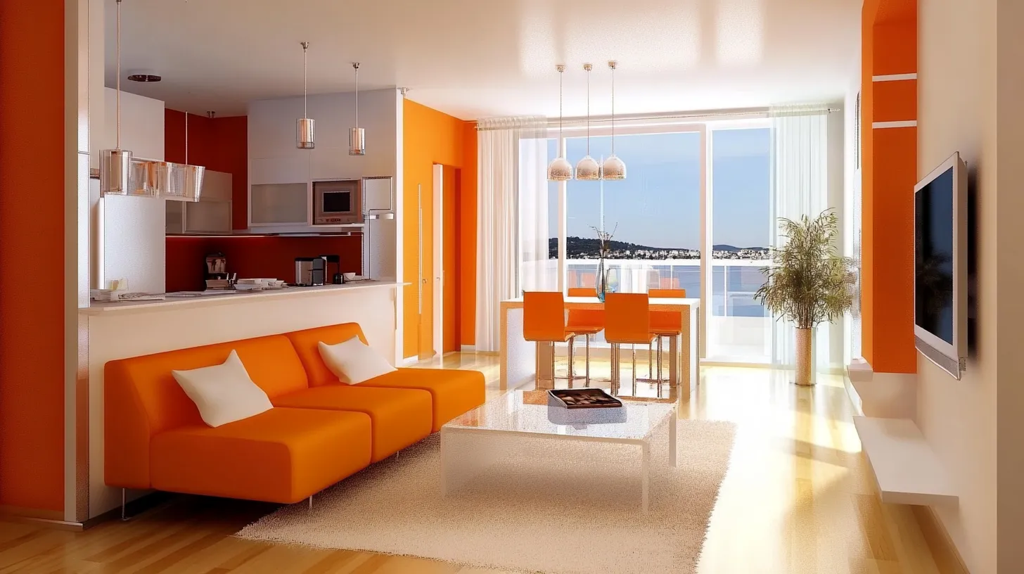 orange and white combination wall colour paint