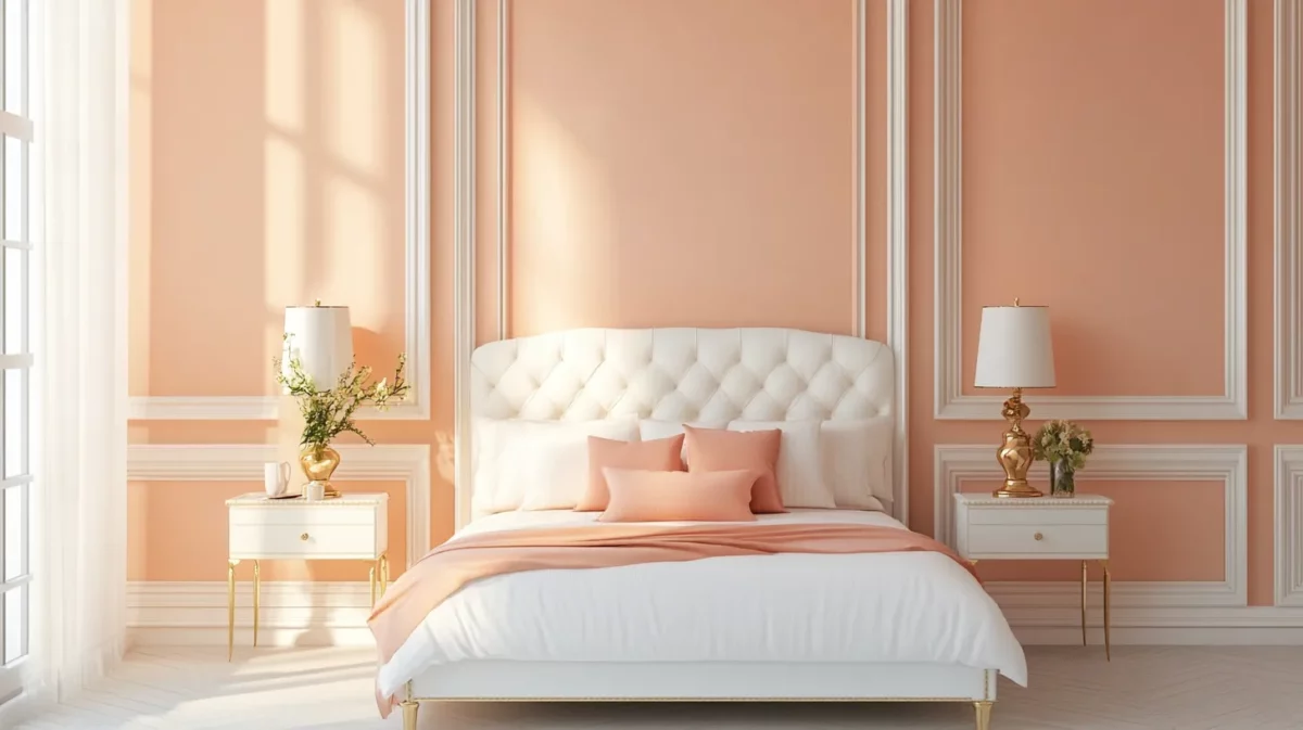 peach and white combination wall colour paint