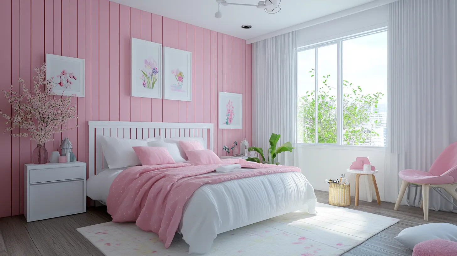 pink and white combination wall colour paint