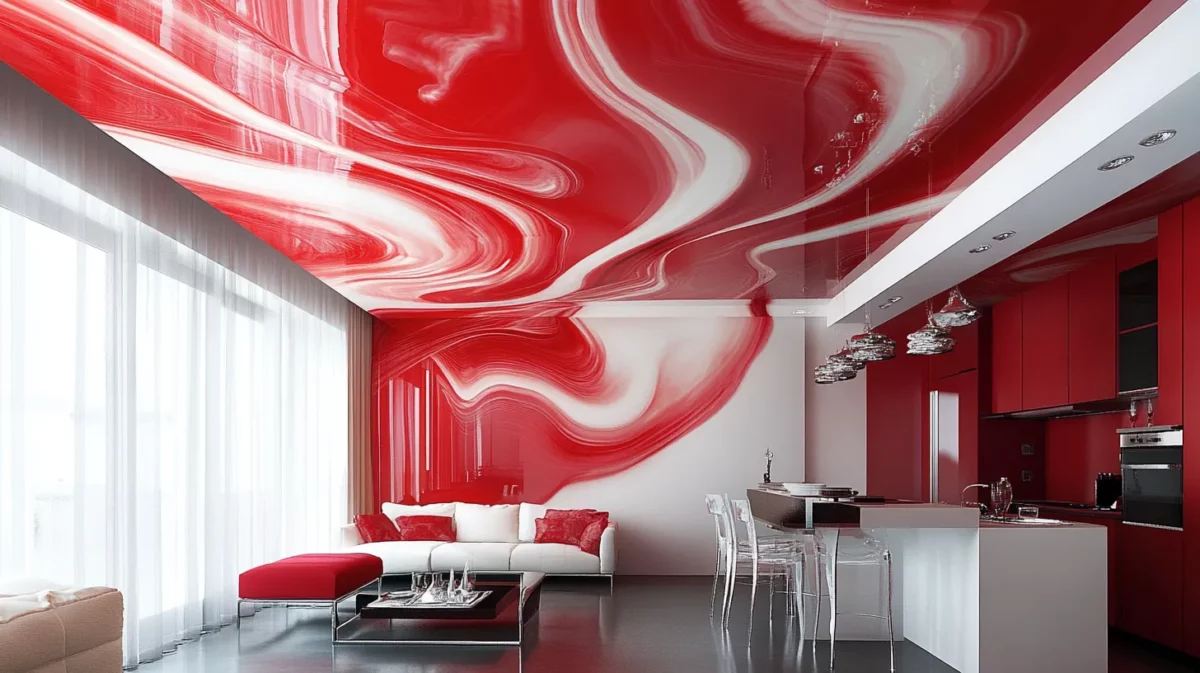 red and white false ceiling colour combination