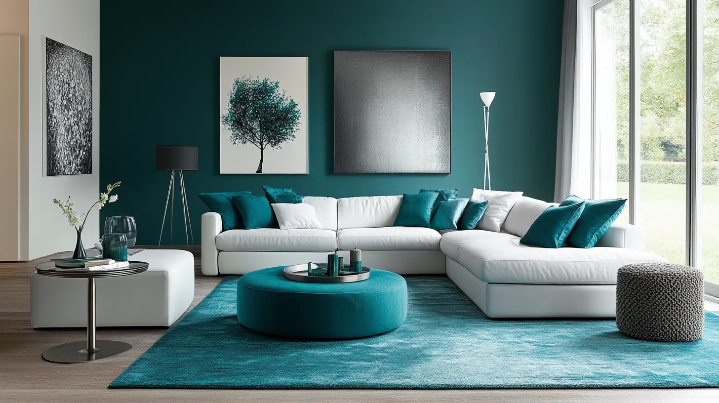 teal and white combination wall colour paint