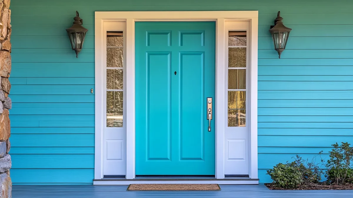 tranquil turquoise door painting idea