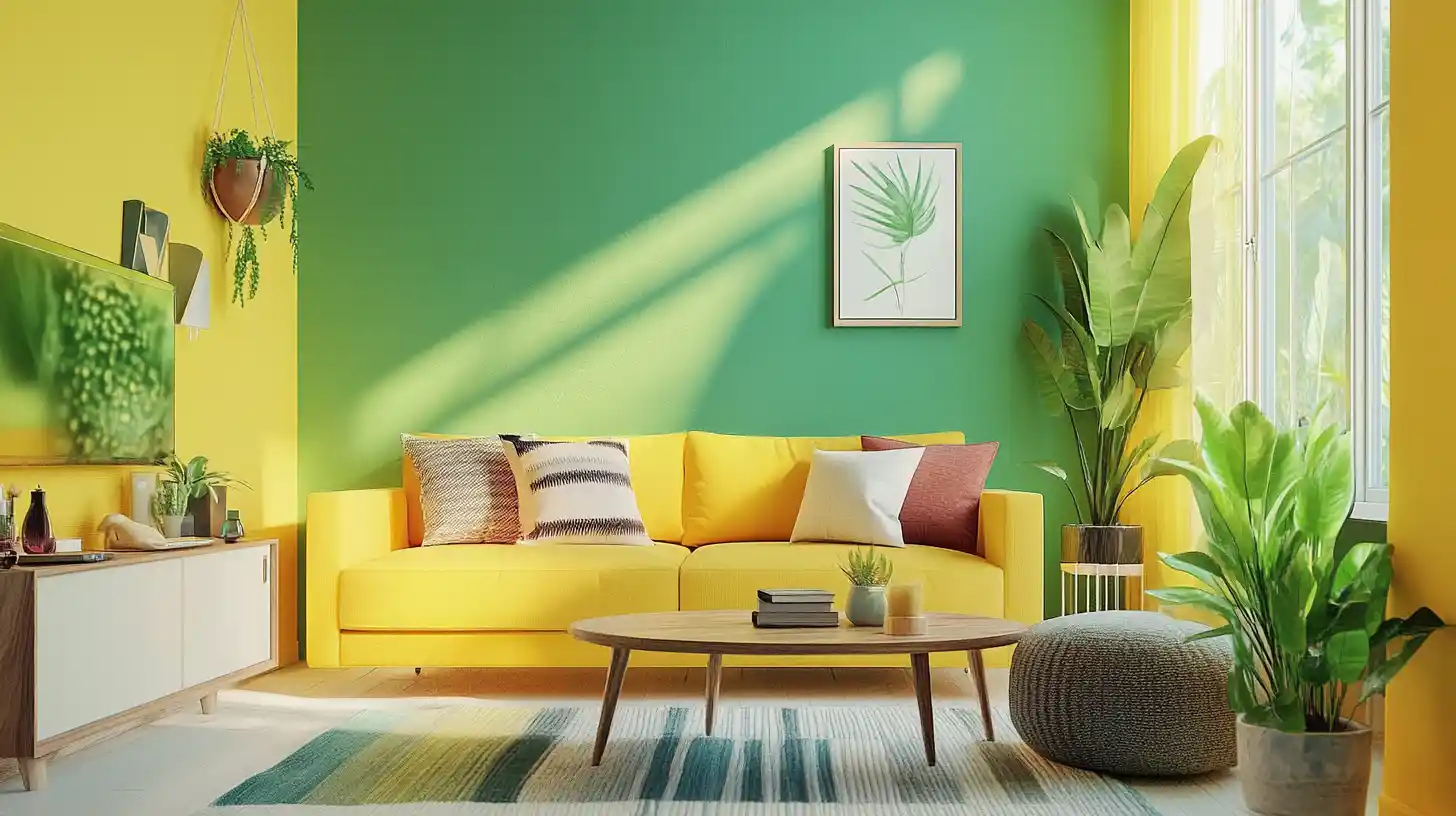 wall paint in a green and yellow colour combination