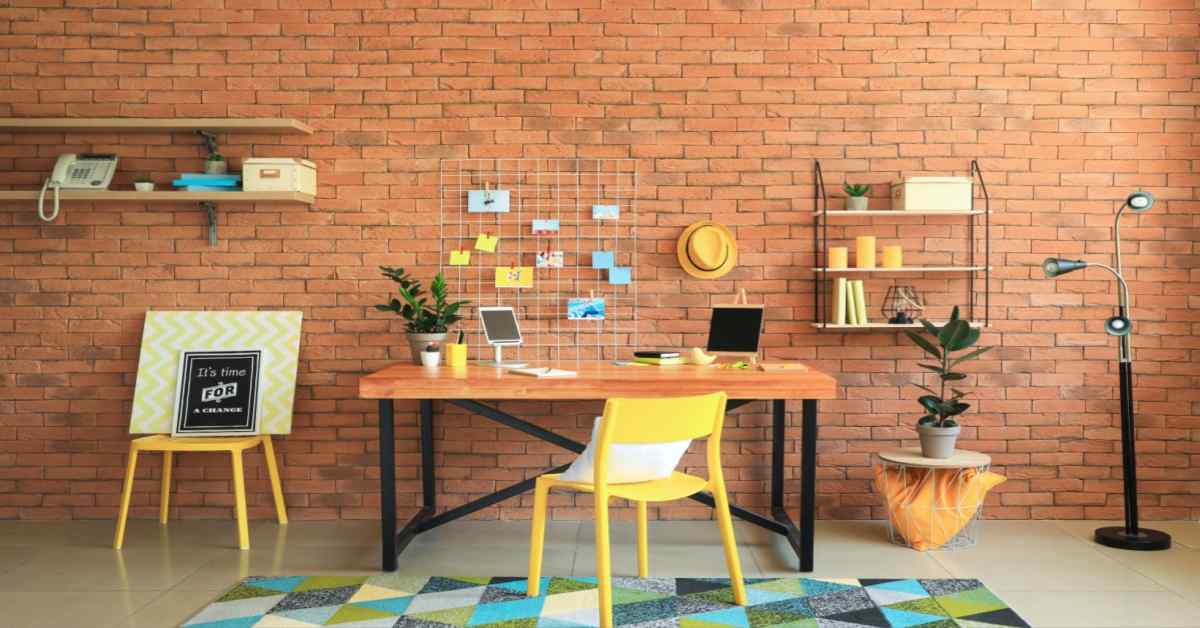 brick-wall-mood-board-with-desk-chair-plant-and-lamp-sketches