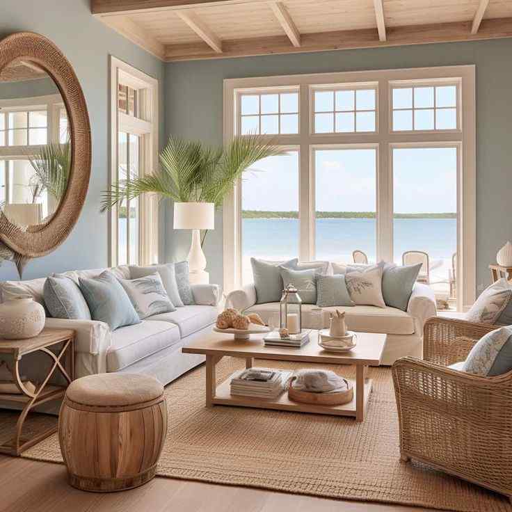 coastal breeze style living room design idea