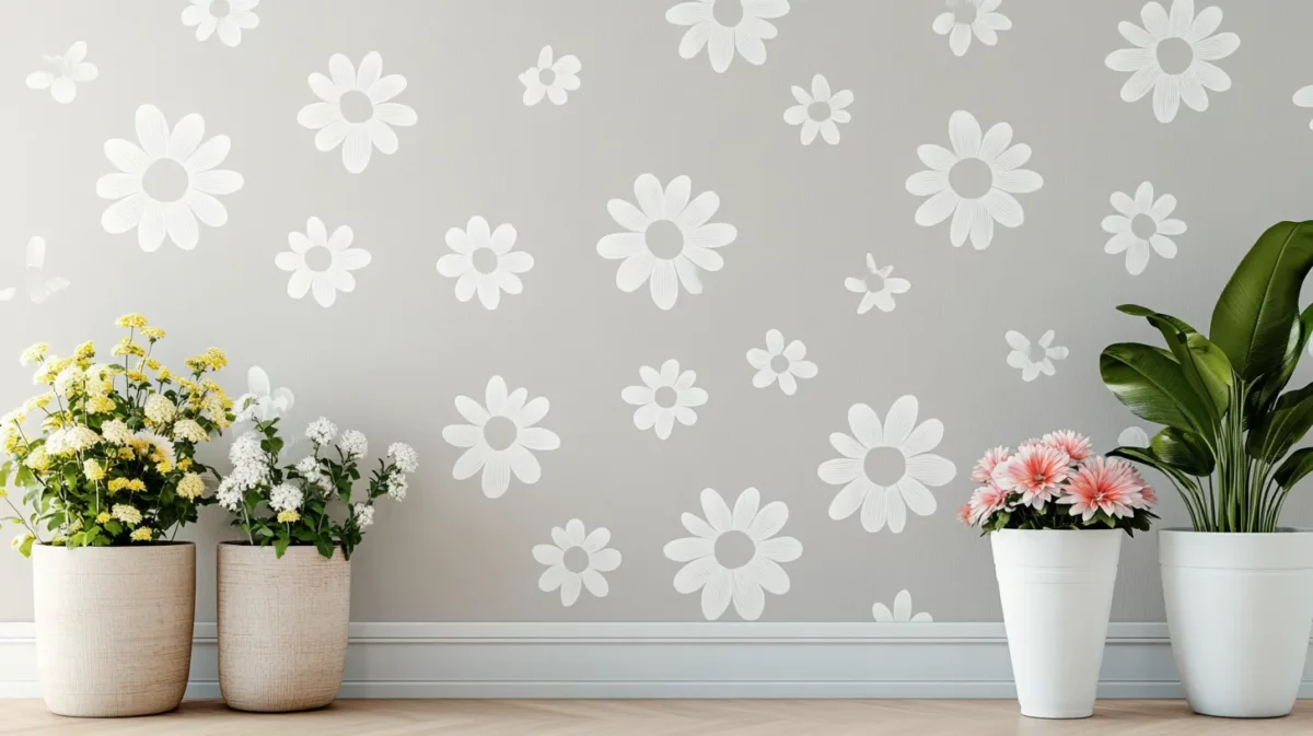 daisy stencil flower flower wall painting design