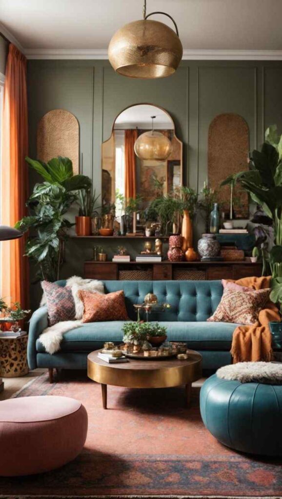 eclectic mix style living room interior design