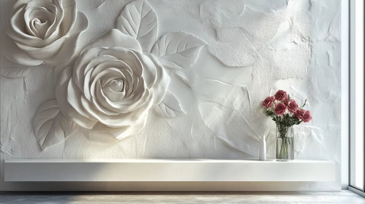 embossed rose texture paint designs for hall