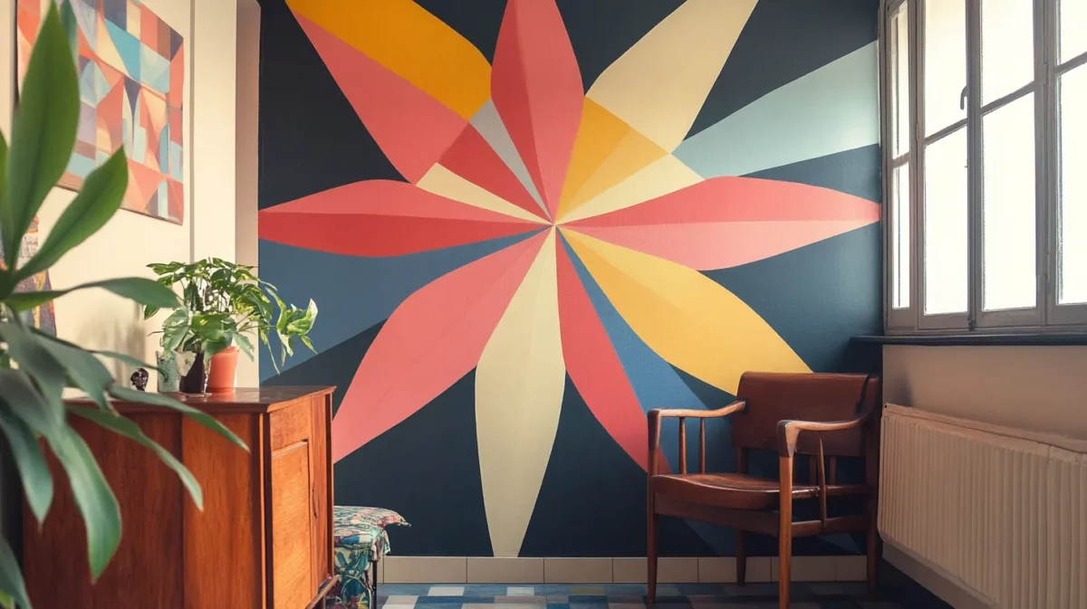 geometric flower patterns wall painting design