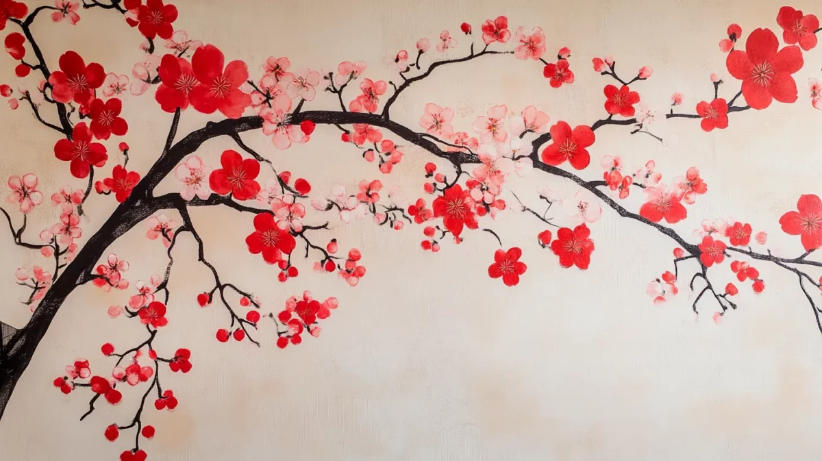 japanese cherry blossoms wall painting design