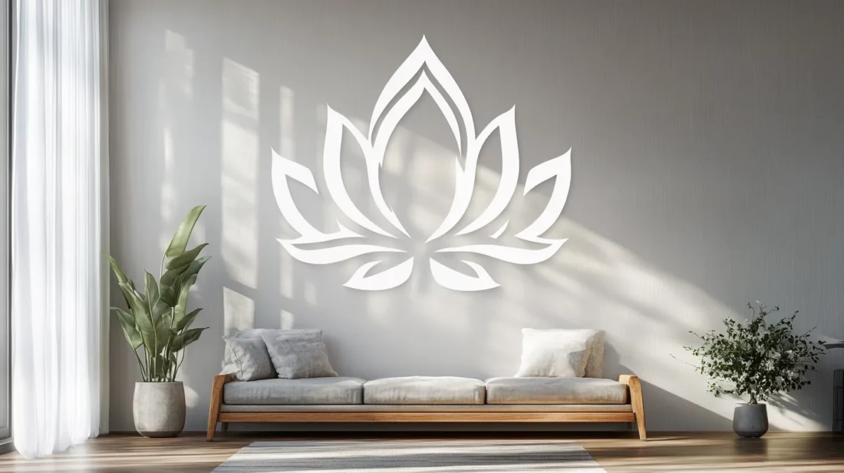 lotus stencil flower wall painting design