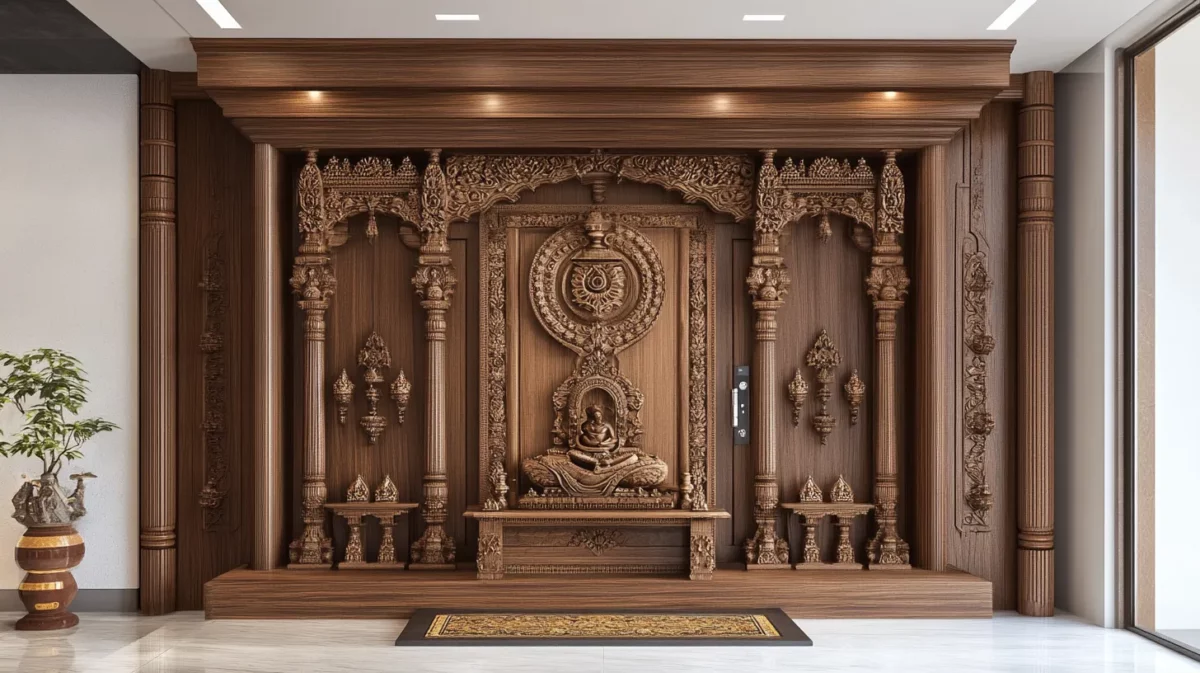 simple pooja room door designs in wood