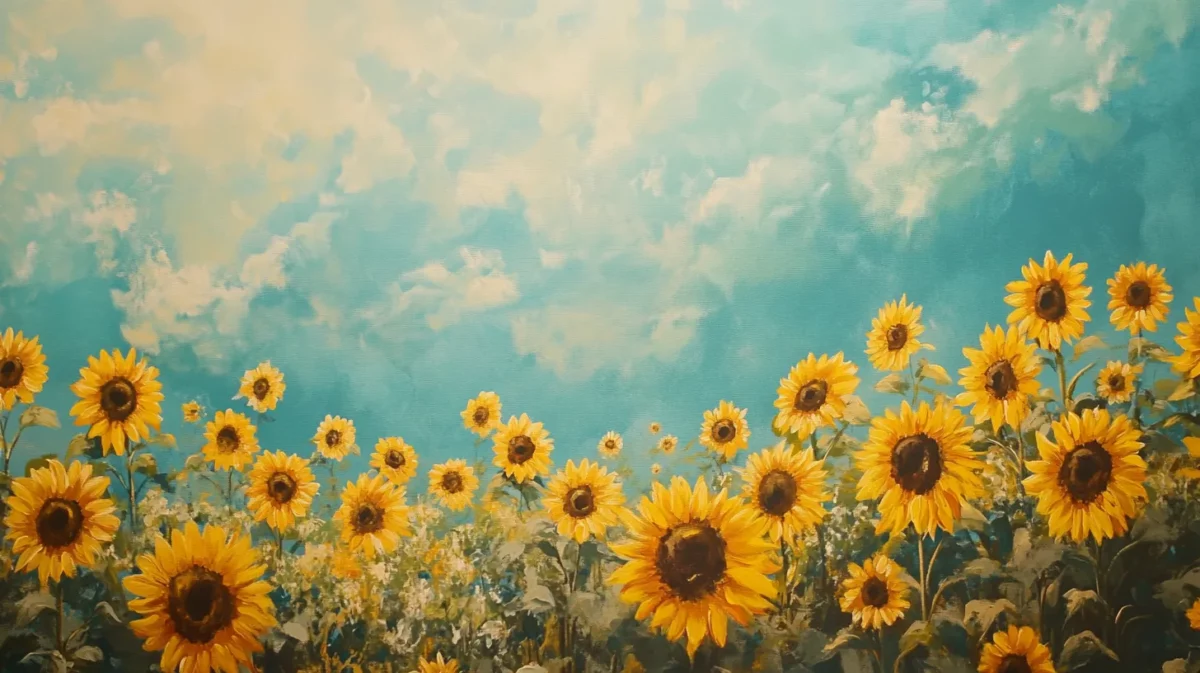 sunflower fields wall painting design