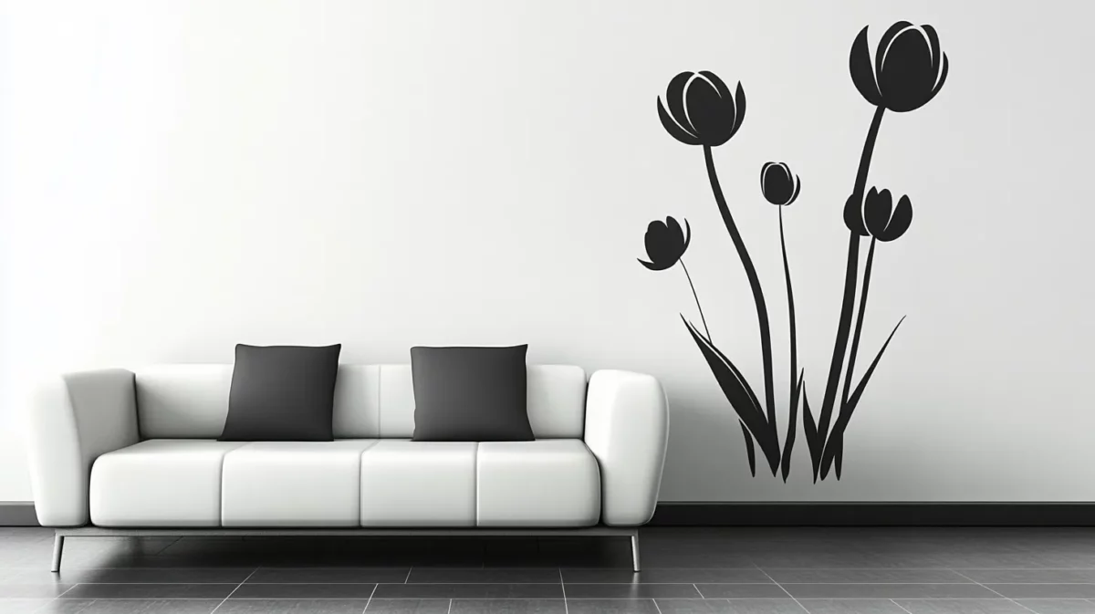 tulip silhouettes simple wall painting flower designs