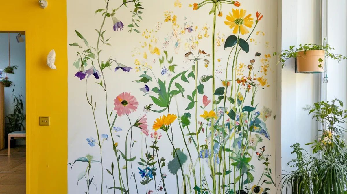 whimsical wildflowers wall painting design