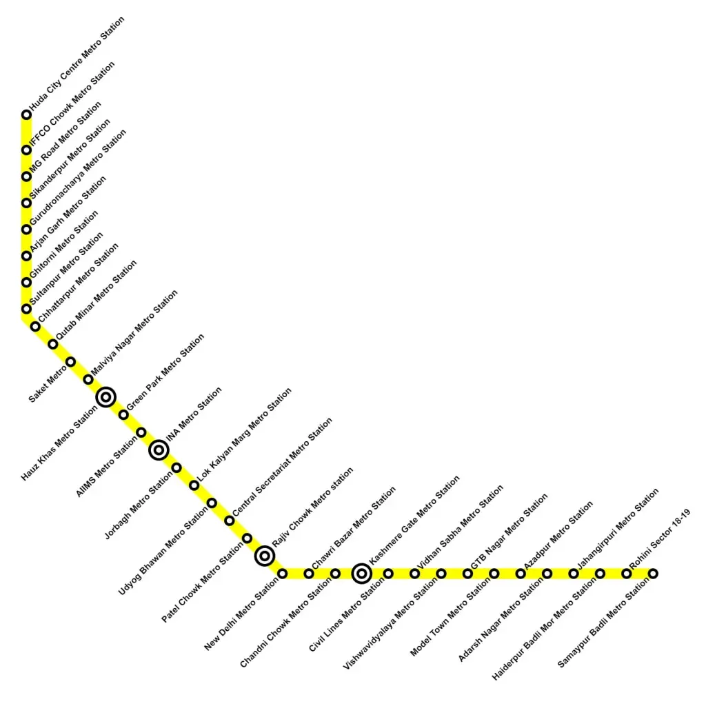 yellow line metro route map