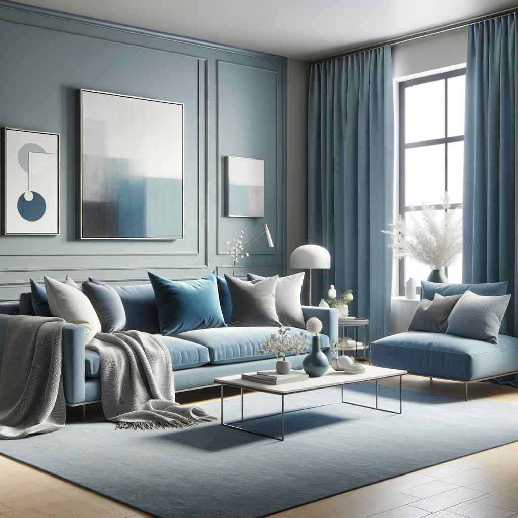 blue and pale grey hall colour combination