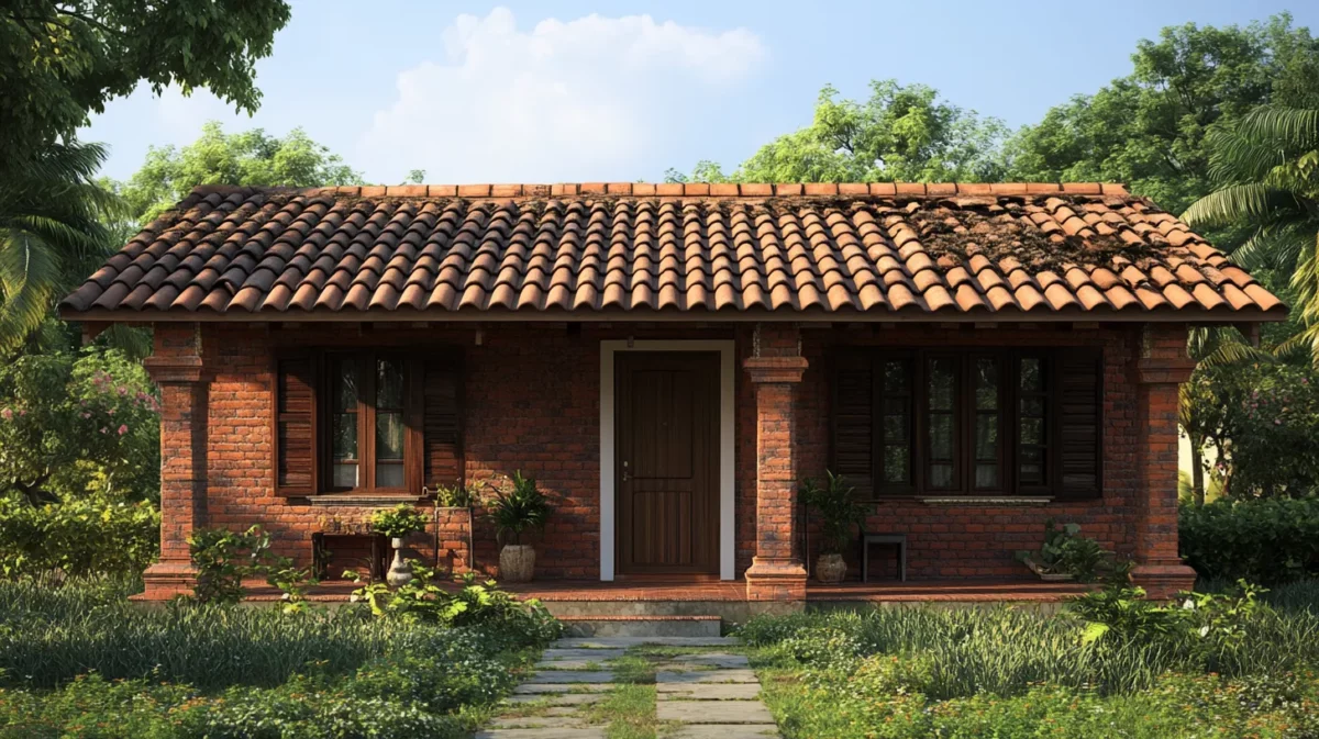 brick and clay tiled roof village home