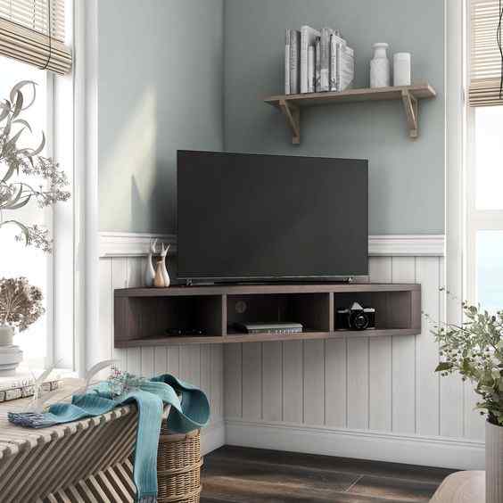 corner wall mounted tv unit design