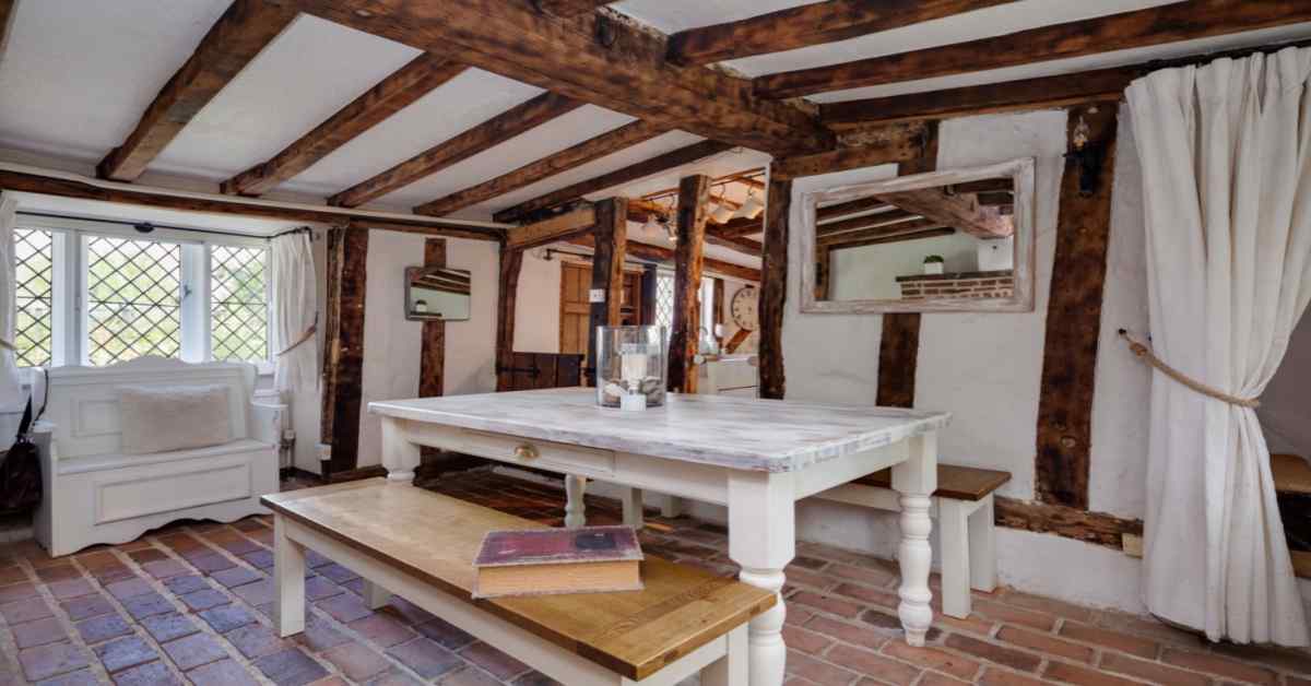 exposed wooden false ceiling beams design